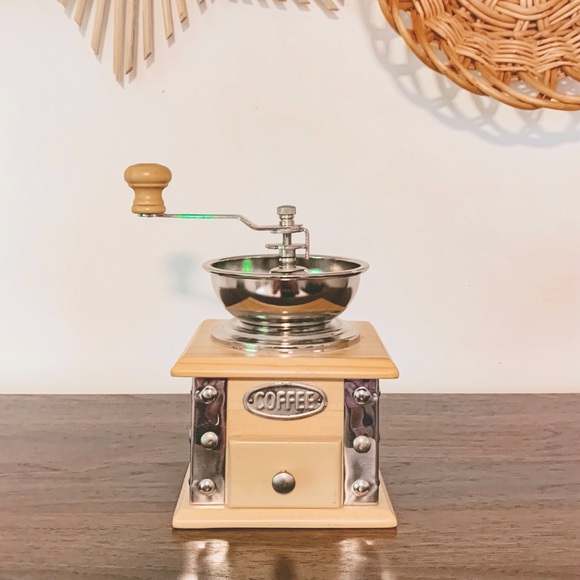 Boho Vintage Style Wooden Crank Coffee Grinder